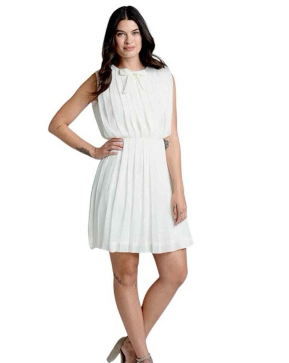 ModCloth “The Pleat-est Things” Mini Dress – Ivory | Size Medium | NEW